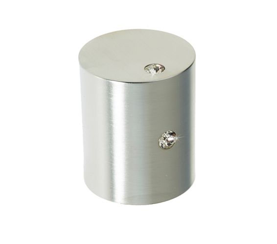 Crystal Cylindrical Mortice Door Knob, Satin Chrome With Swarovski Crystal