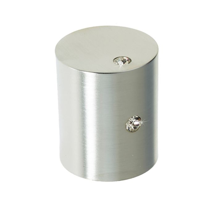Crystal Cylindrical Mortice Door Knob, Satin Chrome With Swarovski Crystal