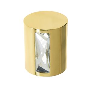Crystal Cylindrical Mortice Door Knob, Polished Brass With Swarovski Crystal