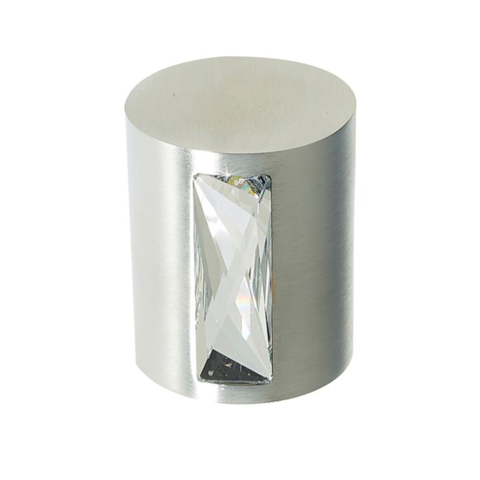 Crystal Cylindrical Mortice Door Knob, Satin Chrome With Swarovski Crystal