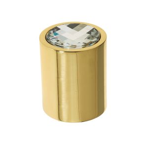 Crystal Cylindrical Mortice Door Knob, Polished Brass With Swarovski Crystal