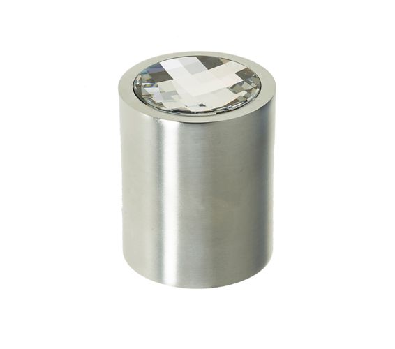 Crystal Cylindrical Mortice Door Knob, Satin Chrome With Swarovski Crystal