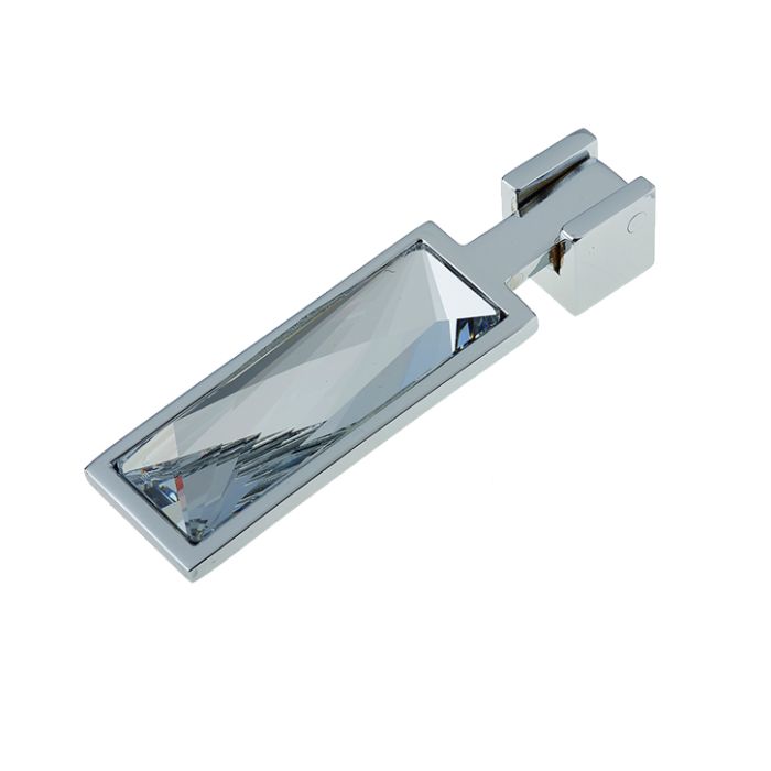 Cabinet Drop Handle, Polished Chrome With Swarovski Crystal