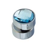 Cabinet Knob, Polished Chrome With Blue Swarovski Crystal