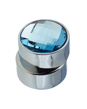 Cabinet Knob, Polished Chrome With Blue Swarovski Crystal