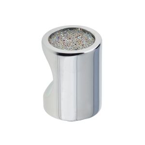 Cabinet Knob, Polished Chrome With Swarovski Crystal