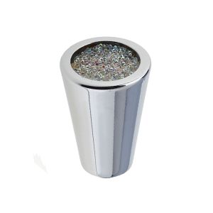 Cabinet Knob, Polished Chrome With Swarovski Crystal