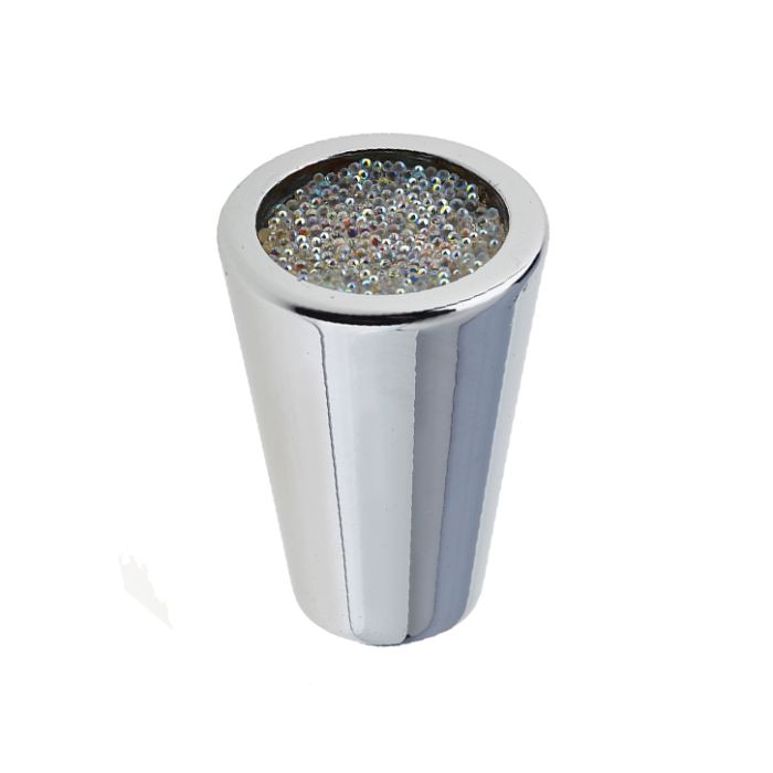 Cabinet Knob, Polished Chrome With Swarovski Crystal