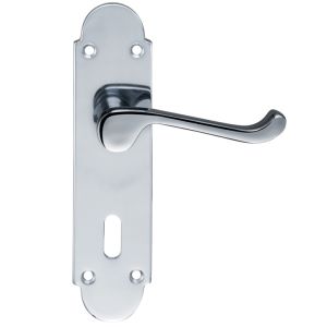 Oxford Door Handles On Backplate, Polished Chrome  (sold in pairs)