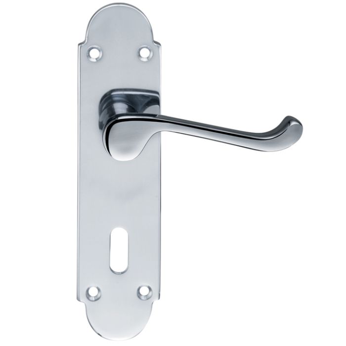 Oxford Door Handles On Backplate, Polished Chrome (sold in pairs)