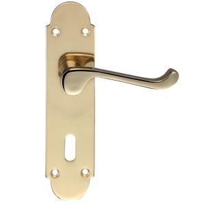 Oxford Door Handles On Backplate, Polished Brass  (sold in pairs)