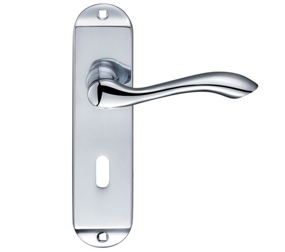 Arundel Door Handles On Backplate, Polished Chrome  (sold in pairs)