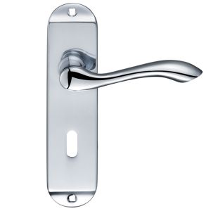 Arundel Door Handles On Backplate, Polished Chrome  (sold in pairs)