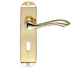 Arundel Door Handles On Backplate, Polished Brass  (sold in pairs)