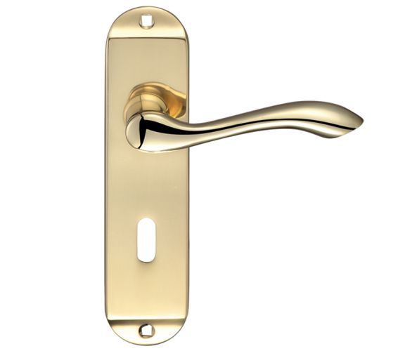 Arundel Door Handles On Backplate, Polished Brass  (sold in pairs)