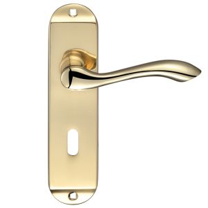 Arundel Door Handles On Backplate, Polished Brass  (sold in pairs)