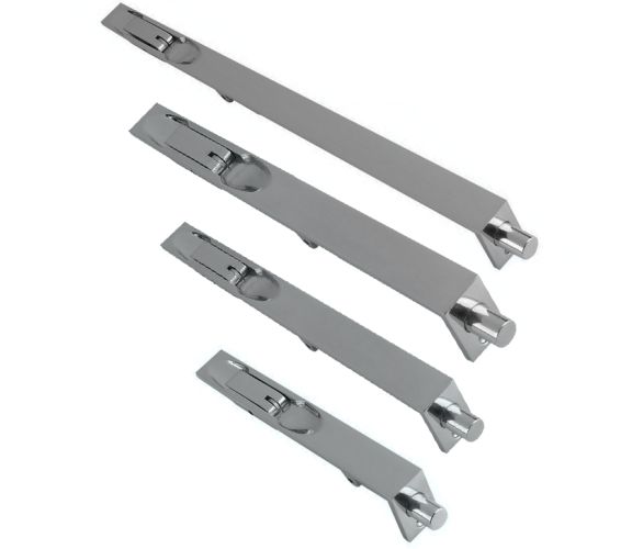 Lever Action Flush Bolt (Various Sizes), Satin Chrome