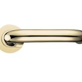 RTD Lever On Round Rose, Polished Brass  (sold in pairs)