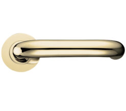 RTD Lever On Round Rose, Polished Brass  (sold in pairs)