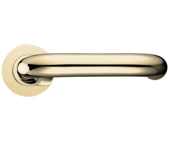 RTD Lever On Round Rose, Polished Brass  (sold in pairs)