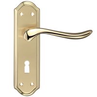 Lincoln Door Handles On Backplate, Dual Finish Satin Brass & Polished Brass  (sold in pairs)
