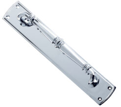 Ornate Pull Handles On Backplate (382mm x 65mm), Polished Chrome