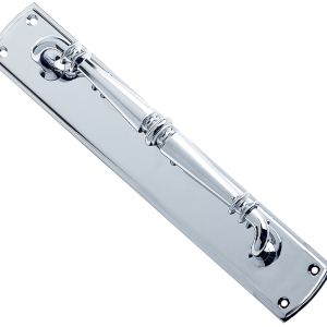 Ornate Pull Handles On Backplate (382mm x 65mm), Polished Chrome