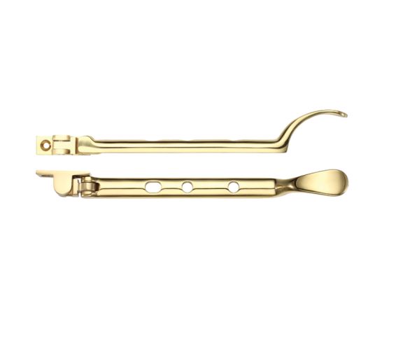 Spoon End Casement Stay (8″, 10″ OR 12″), Polished Brass