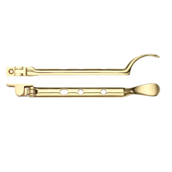 Spoon End Casement Stay (8″, 10″ OR 12″), Polished Brass