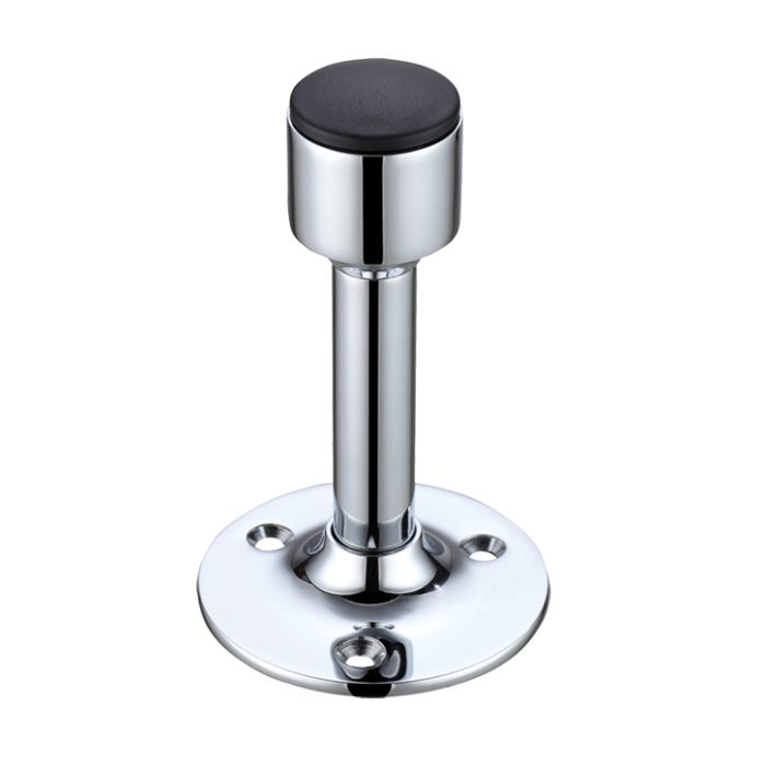 Cylinder Door Stop With Rose, Polished Chrome