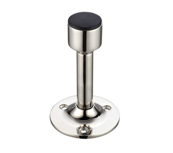 Cylinder Door Stop With Rose, Polished Nickel