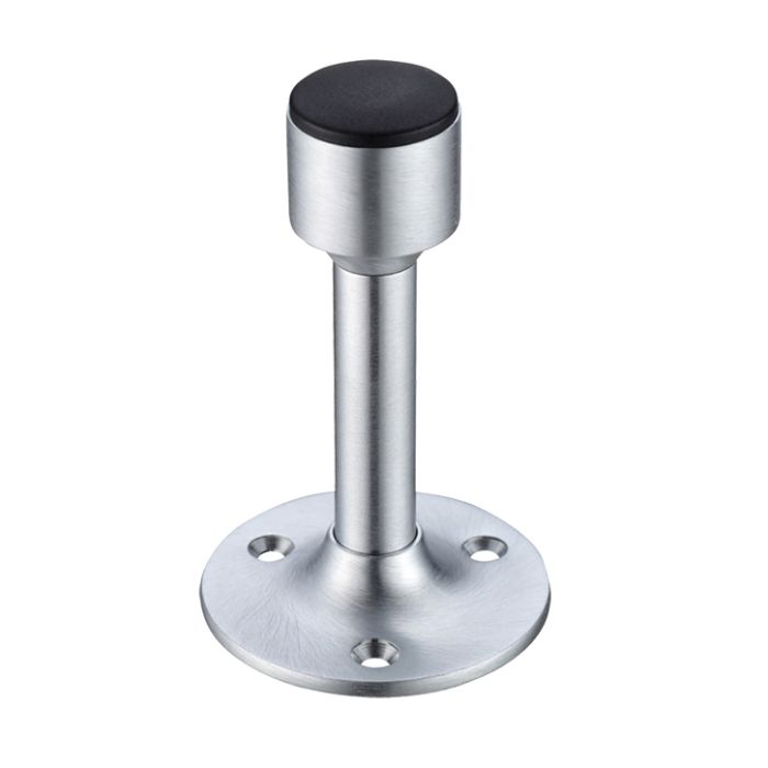 Cylinder Door Stop With Rose, Satin Chrome