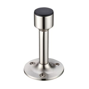 Cylinder Door Stop With Rose – 54mm – Satin Nickel