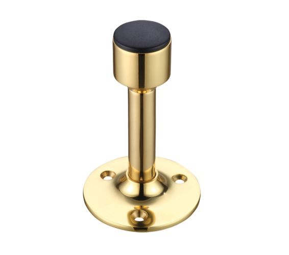 Cylinder Door Stop With Rose, Polished Brass