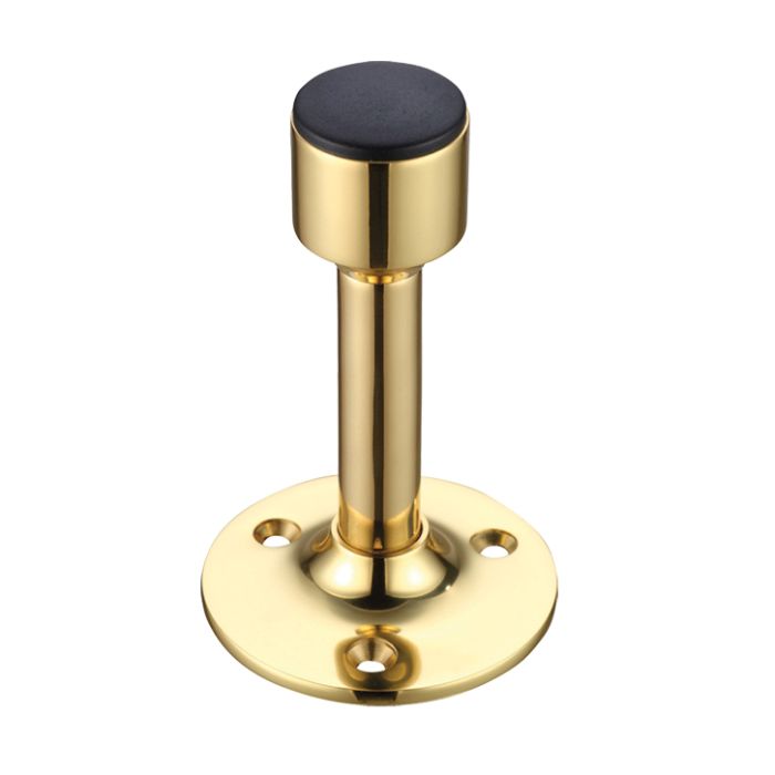 Cylinder Door Stop With Rose, Polished Brass