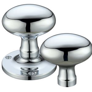Oval Rim Door Knobs, Polished Chrome (sold in pairs)