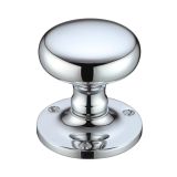 Mushroom Mortice Door Knobs, Polished Chrome  (sold in pairs)
