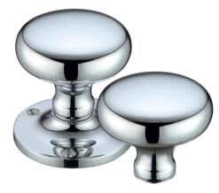 Mushroom Rim Door Knobs, Polished Chrome -  (sold in pairs)