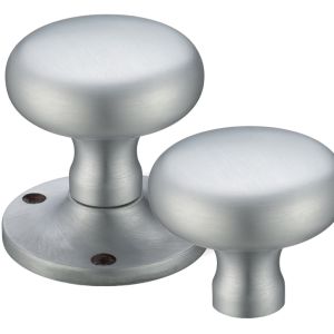 Mushroom Rim Door Knobs, Satin Chrome (sold in pairs)
