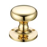 Mushroom Mortice Door Knobs, Polished Brass  (sold in pairs)