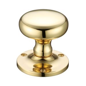 Mushroom Mortice Door Knobs, Polished Brass  (sold in pairs)