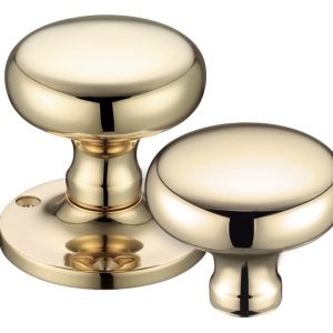 Mushroom Rim Door Knobs, Polished Brass (sold in pairs)
