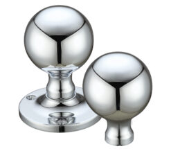 Ball Rim Door Knobs, Polished Chrome -  (sold in pairs)