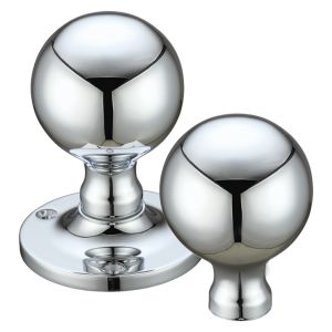 Ball Rim Door Knobs, Polished Chrome –  (sold in pairs)