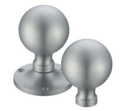 Ball Rim Door Knobs, Satin Chrome -  (sold in pairs)