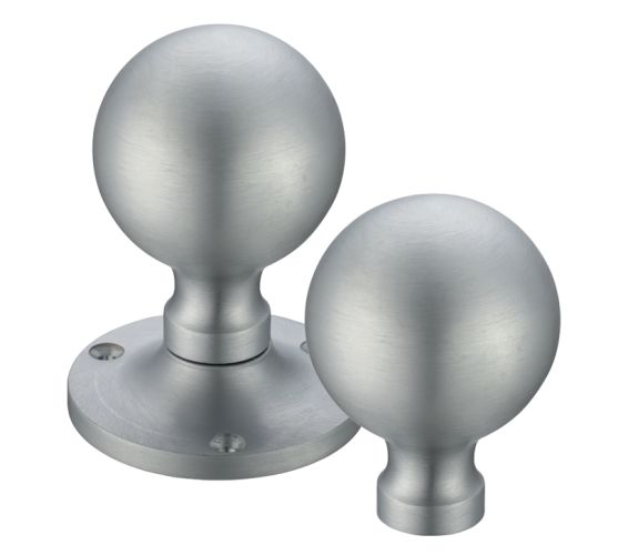 Ball Rim Door Knobs, Satin Chrome –  (sold in pairs)