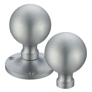 Ball Rim Door Knobs, Satin Chrome –  (sold in pairs)
