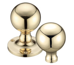 Ball Rim Door Knobs, Polished Brass -  (sold in pairs)