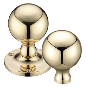 Ball Rim Door Knobs, Polished Brass –  (sold in pairs)