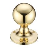 Ball Mortice Door Knobs, Polished Brass (sold in pairs)